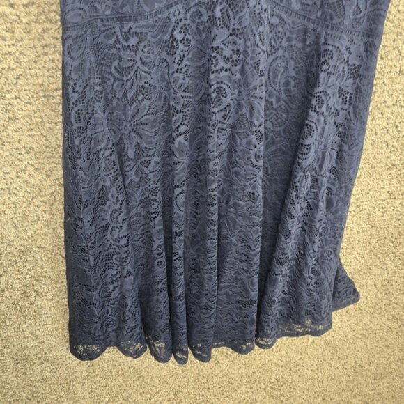 Torrid Dress Womens Plus 16 Navy Blue Lace Mini V Neck Lined Short Sleeve Casual - Picture 5 of 7
